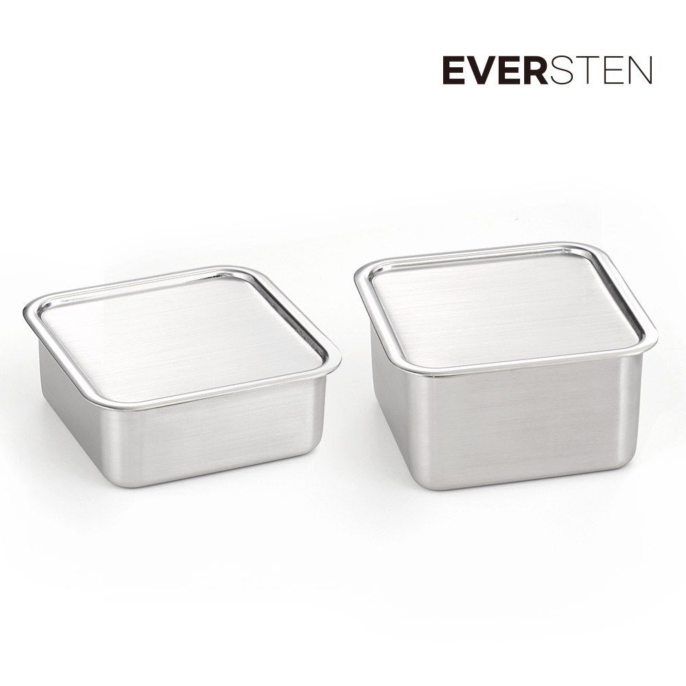 에버스텐 큐브 2종 세트 냉장고 반찬 소분 사각 용기