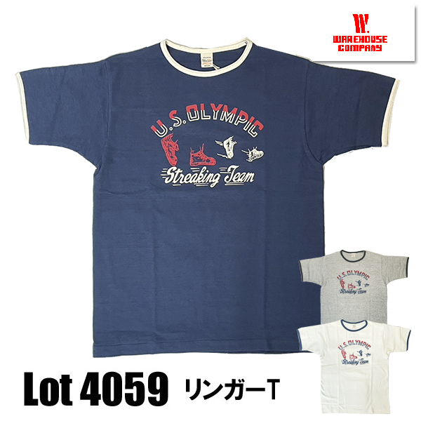 웨어하우스 WAREHOUSE STREAKING TEAM 반팔 링거 티셔츠 Lot4059 3컬러 - 상품 이미지