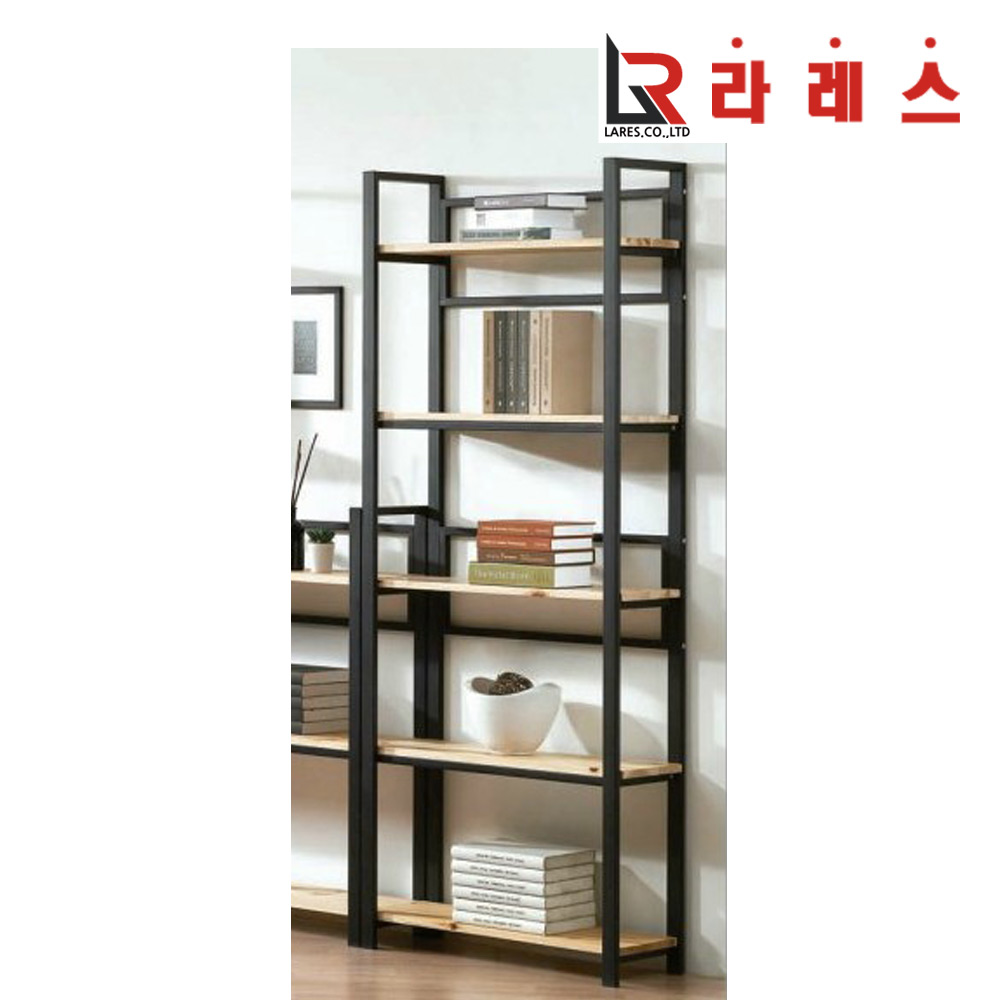 샤니 삼나무 철재 5단책장 - 메인 이미지