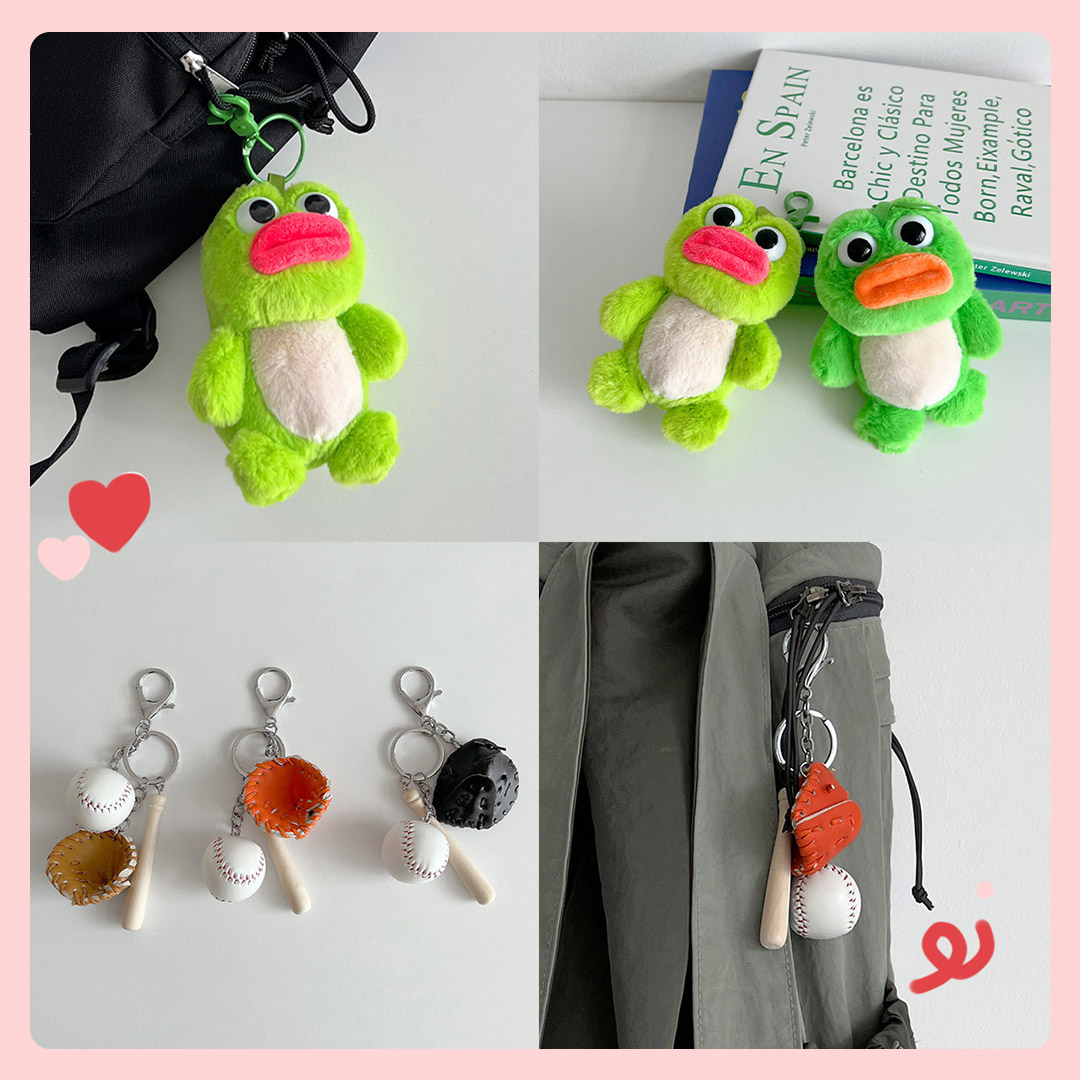 애착인형 야구공 축구공 농구공 곰 고양이 강아지 캐릭터 키링 홀더 가방걸이 모음 - 상세 이미지 3