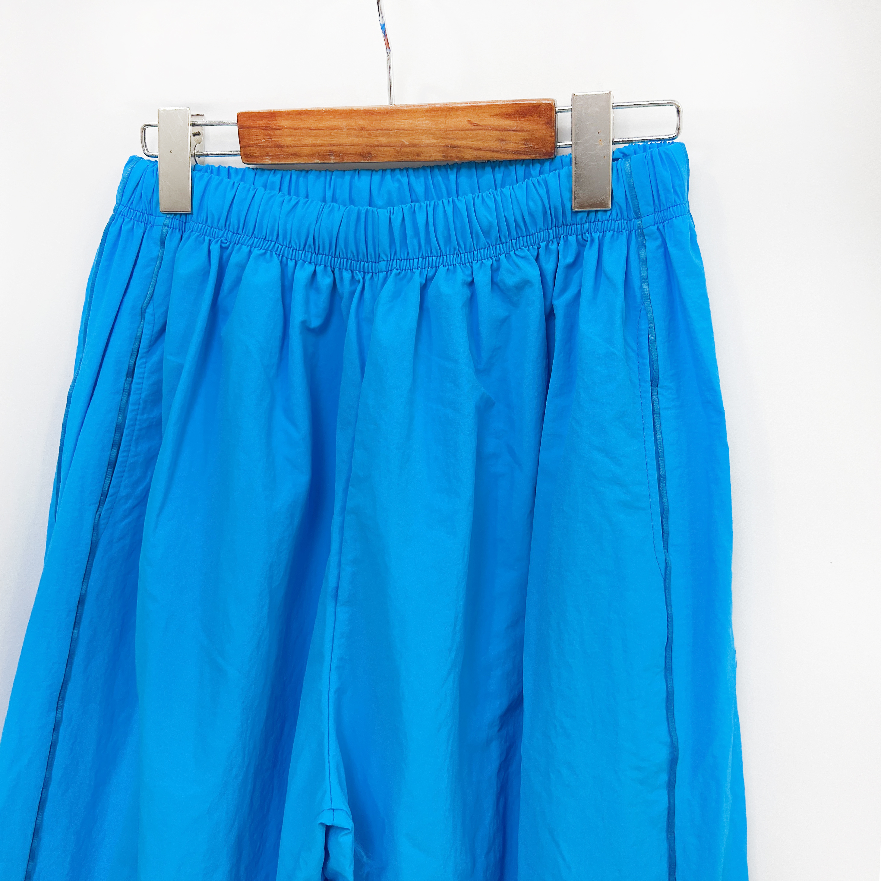 형광 바스락 나일론 스트링 트랙 트레이닝 밴딩 와이드팬츠 4color - 상세 이미지 4