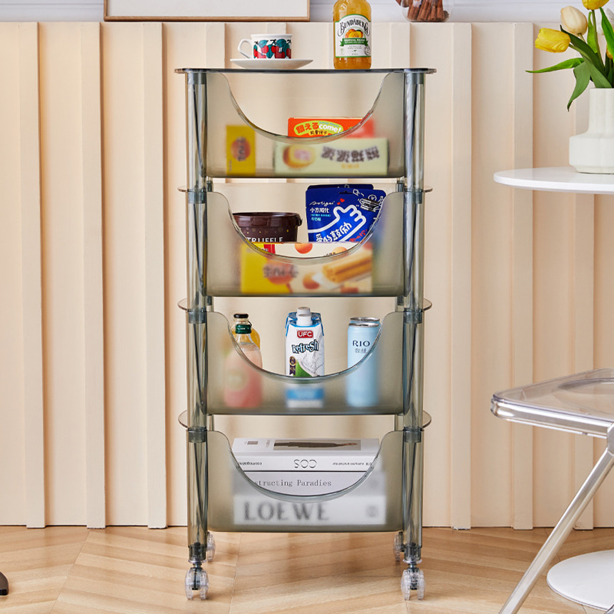미드센츄리 코퍼 럭스 롤링 아크릴 이동식 트롤리 3단