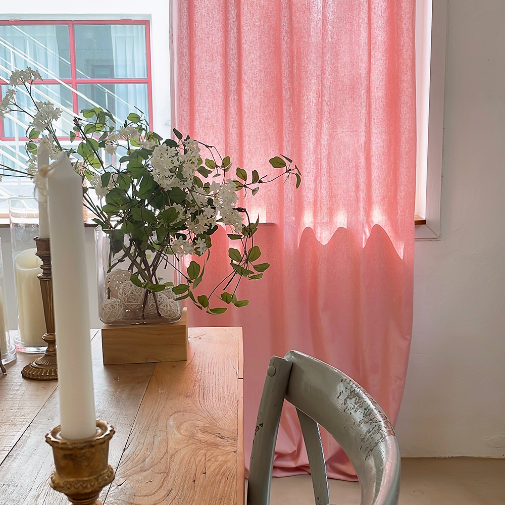 린넨 커튼 핑크 맞춤제작 아이방 여아 거실 작은방