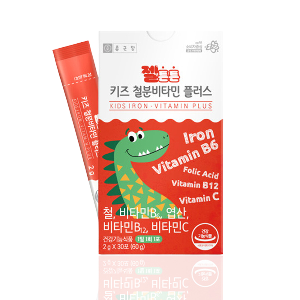 키즈 철분 영양제 가루 스틱 30포 1개월 성장기 아이 아동 주니어 어린이 철분제 딸기맛 - 상세 이미지 2