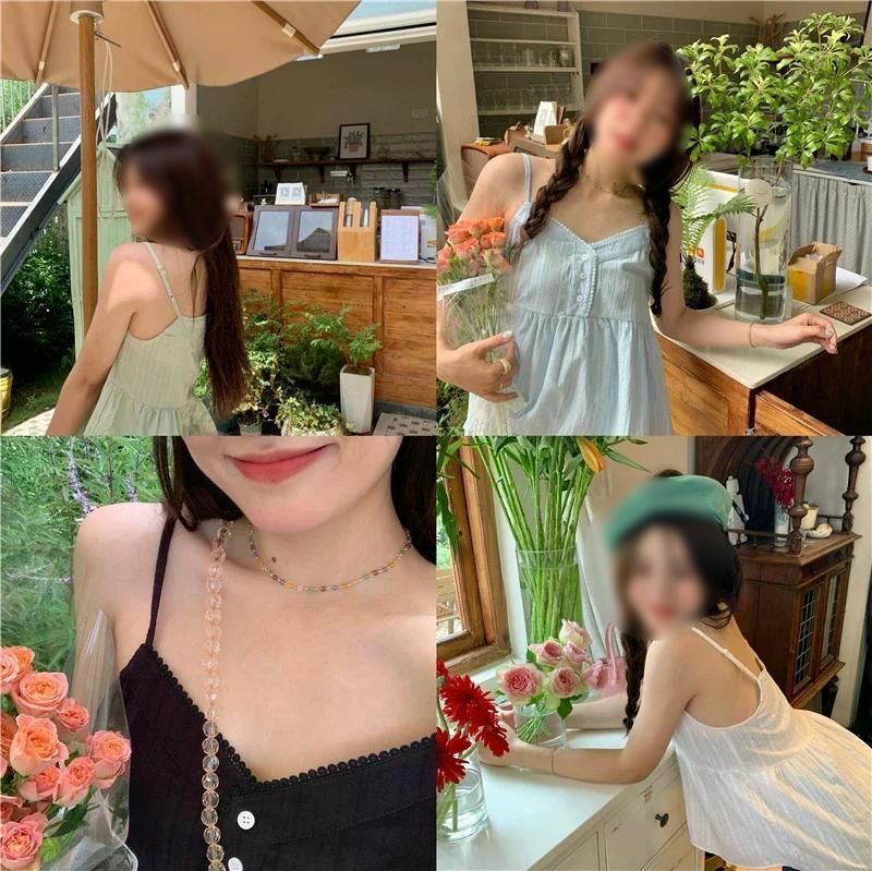 달콤한 순수한면 작은 여성 젊은 단단한 다재다능한 소녀 탑 여친룩 블랙 - 상세 이미지 4
