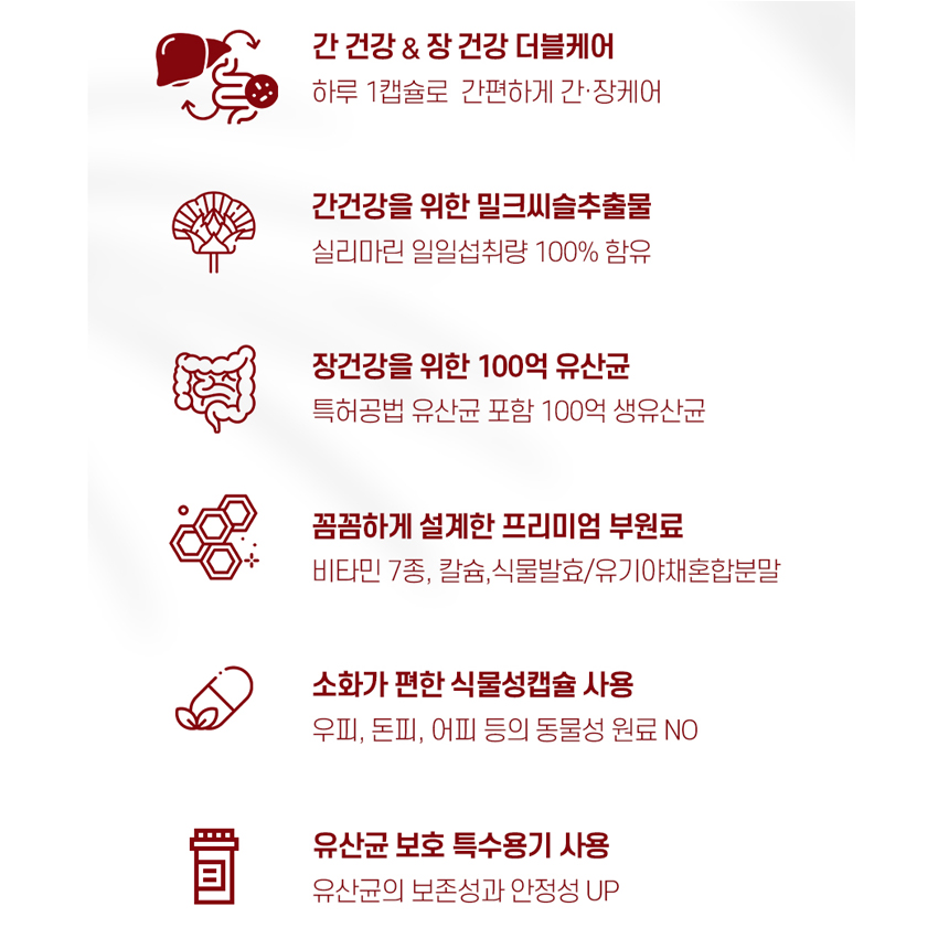 간케어 100억 생 유산균 밀크씨슬 실리마린 130mg 식물성 캡슐 - 상세 이미지 4