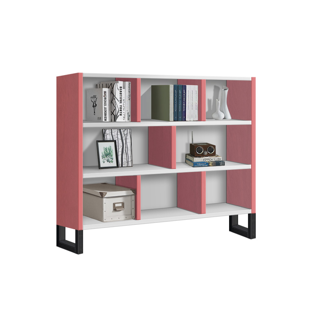 헤라 3단1600 낮은 다리 B 책장 핑크화이트 - 메인 이미지