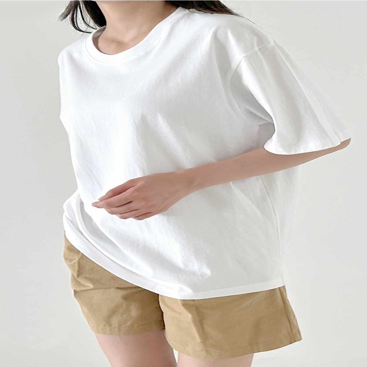 다온결 반팔티 무지 티셔츠 반티 흰티 남자 여자 오버핏 21수 기본티 - 상세 이미지 4