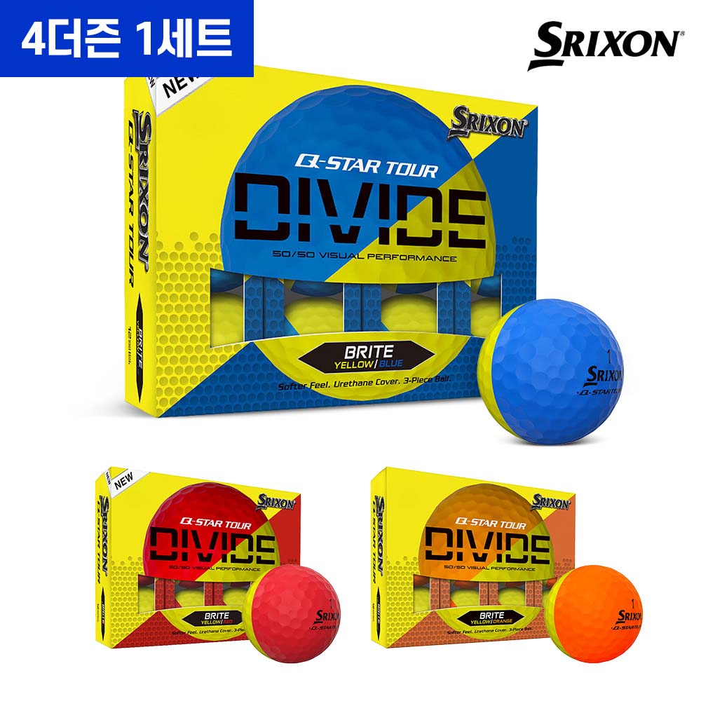 [4더즌/48알]던롭코리아 스릭슨 Q-STAR 투어 디바이드 우레탄 3피스 골프공 (3컬러)