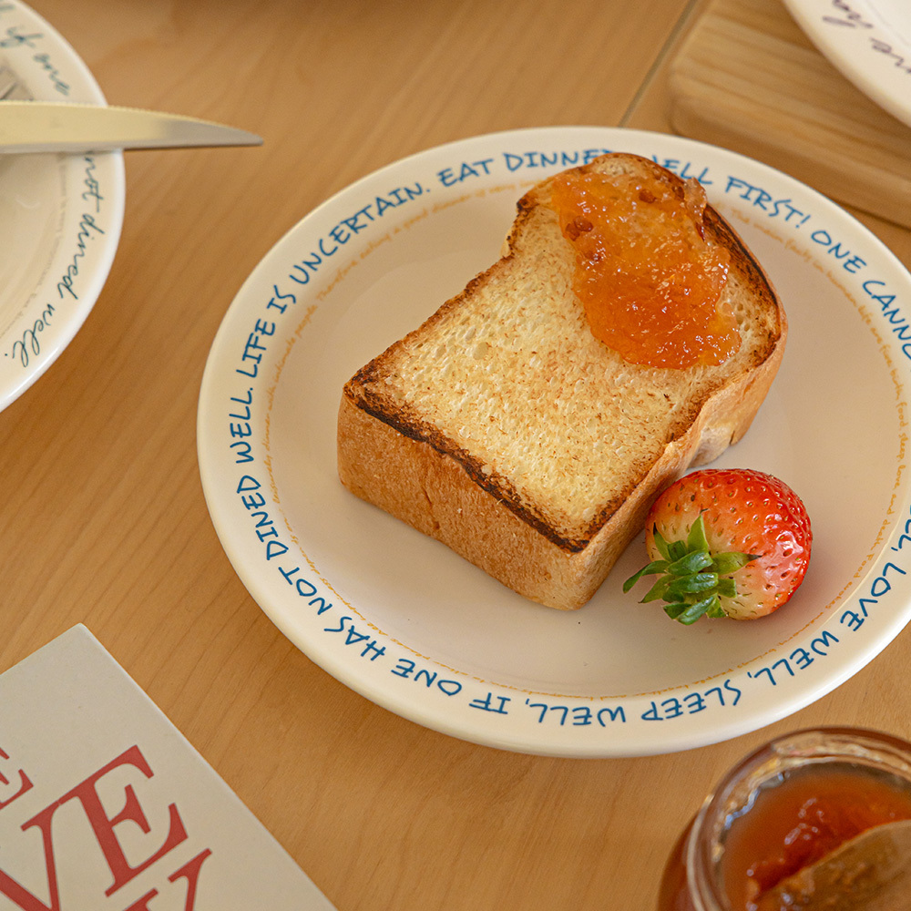 [단독] 시라쿠스 뉴욕 레터 레터링 브런치 그릇 카페 디저트 원형 접시 (18cm)