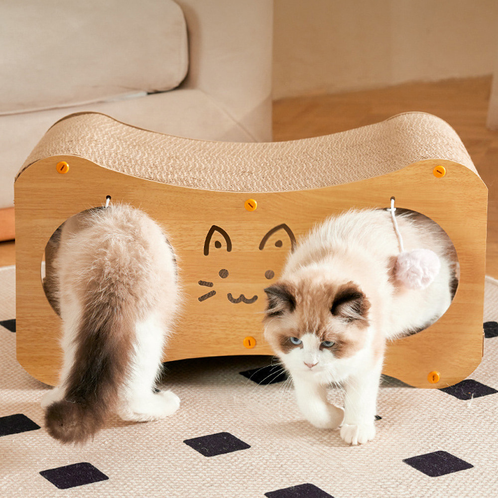 개과천선 어몽드 이써클 고양이 스크래쳐 원목 하우스 발톱 관리 숨숨집 터칭볼 - 상세 이미지 4