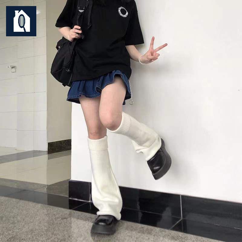 양산형지뢰계 발목 발토시 교복 일본애니 양말 갸루니삭스 여성용 루즈삭스 롱레그워머 시스루 - 상품 이미지