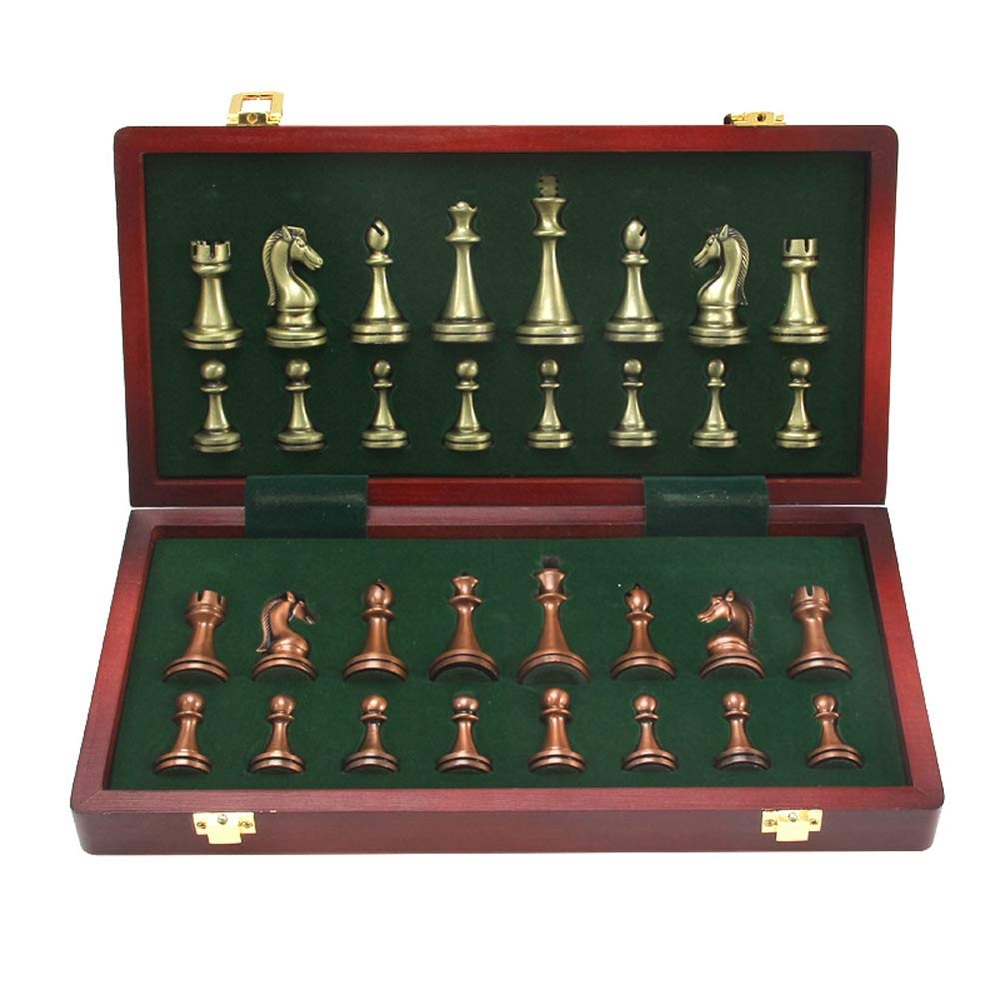 금속 체스판 메탈 보드게임 접이식 취미 휴대용 게임 대형 금은 (11cm) - 상세 이미지 3