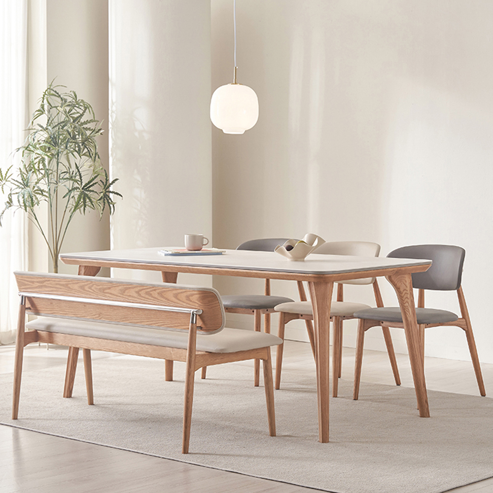 식탁연구소 애쉬 6인용 세라믹식탁 세트 이태리 포세린 의자3 벤치