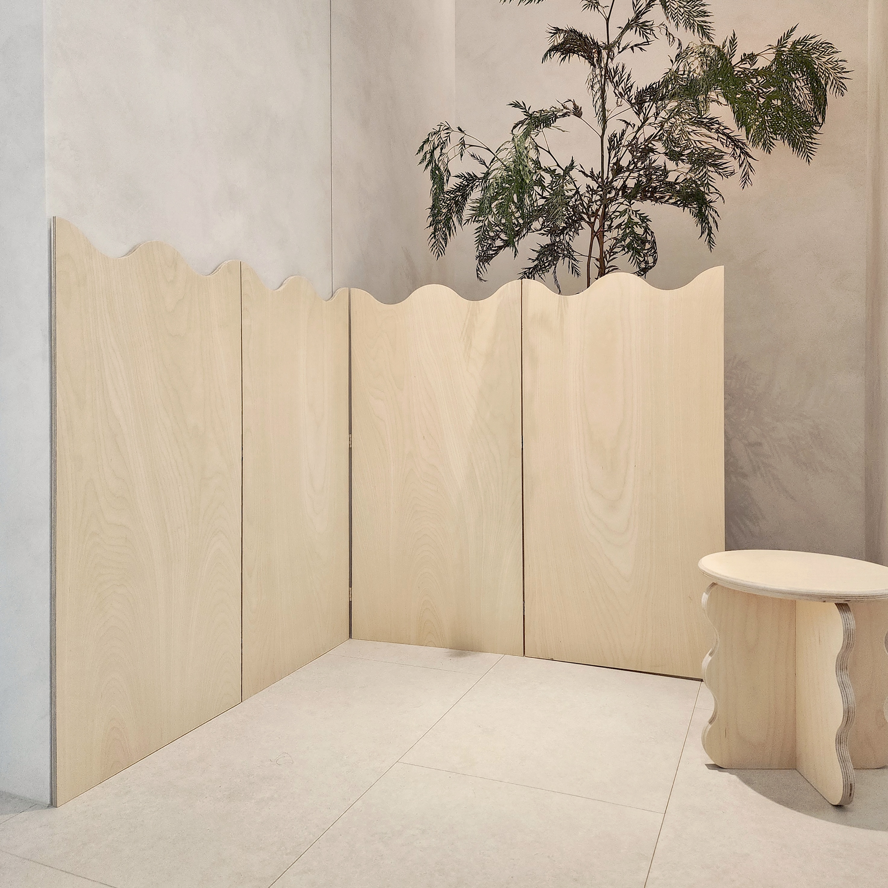 재니쓰홈 웨이브 파티션 아치 칸막이 가벽 자작나무 침대 헤드보드 원목 아이방 침실 가림막