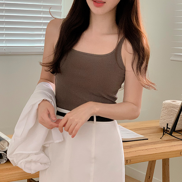 (캡내장) 엔티 골지 패드 민소매 슬리브리스 나시 ts4218 - 상품 이미지