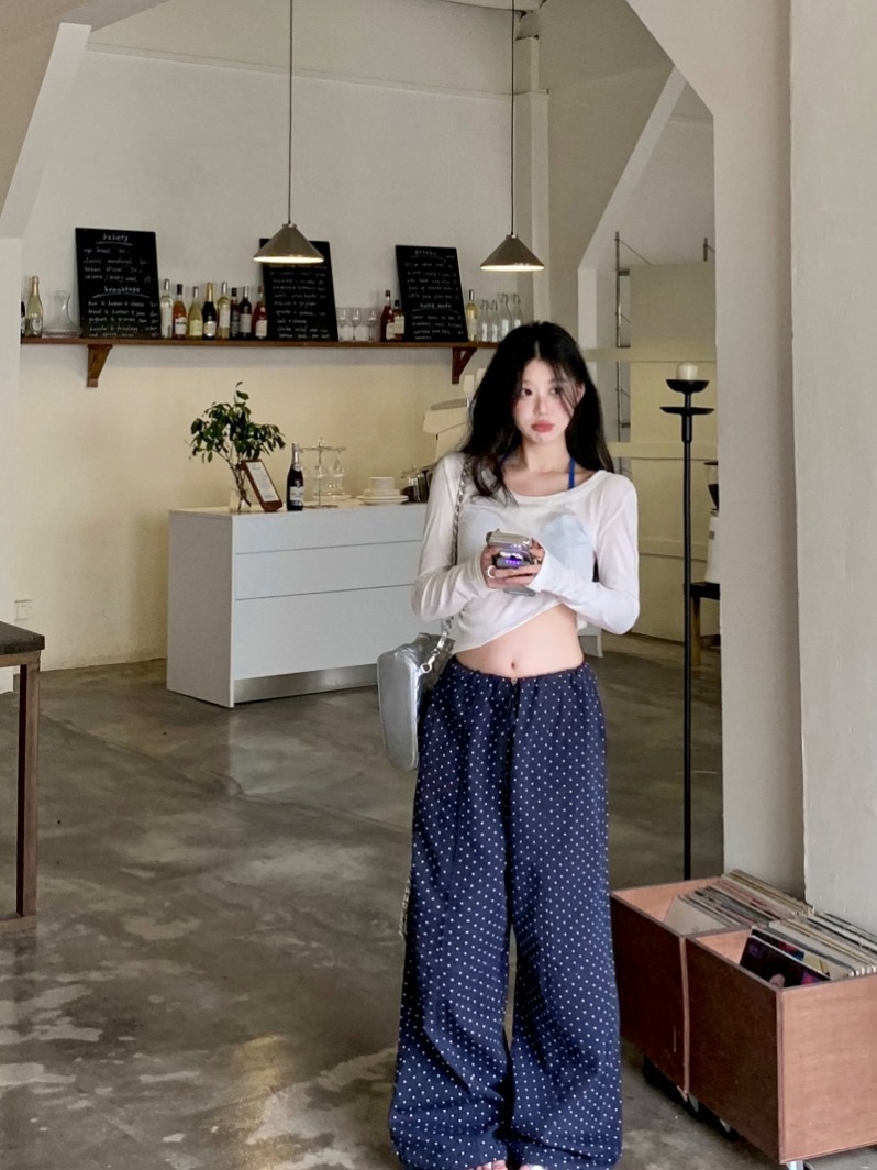 미란이 티셔츠 시스루 인스타그램 간절기 라운드넥 의상 옷 패션 - 상세 이미지 3