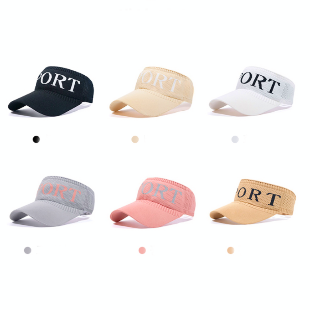 여성용 스포츠자수썬캡 테니스골프메쉬 밴딩형썬바이저 사이즈프리 블랙