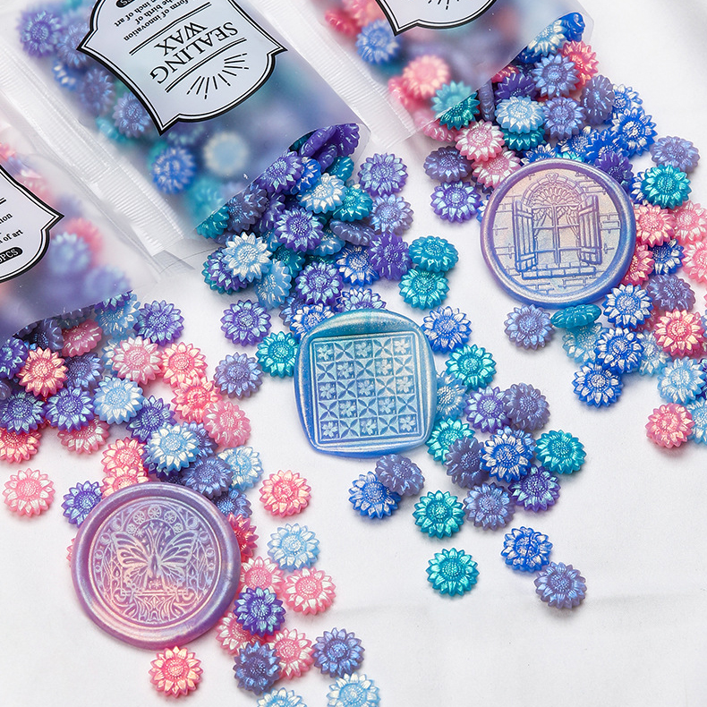 실링왁스 오로라 해바라기 100알 실속형 비즈 스탬프 왁스씰 제작