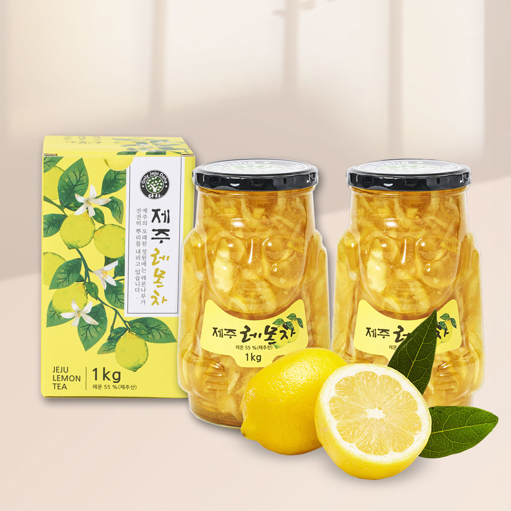 (제주특산)제주 레몬차 1kg 2병 레몬청 과실차