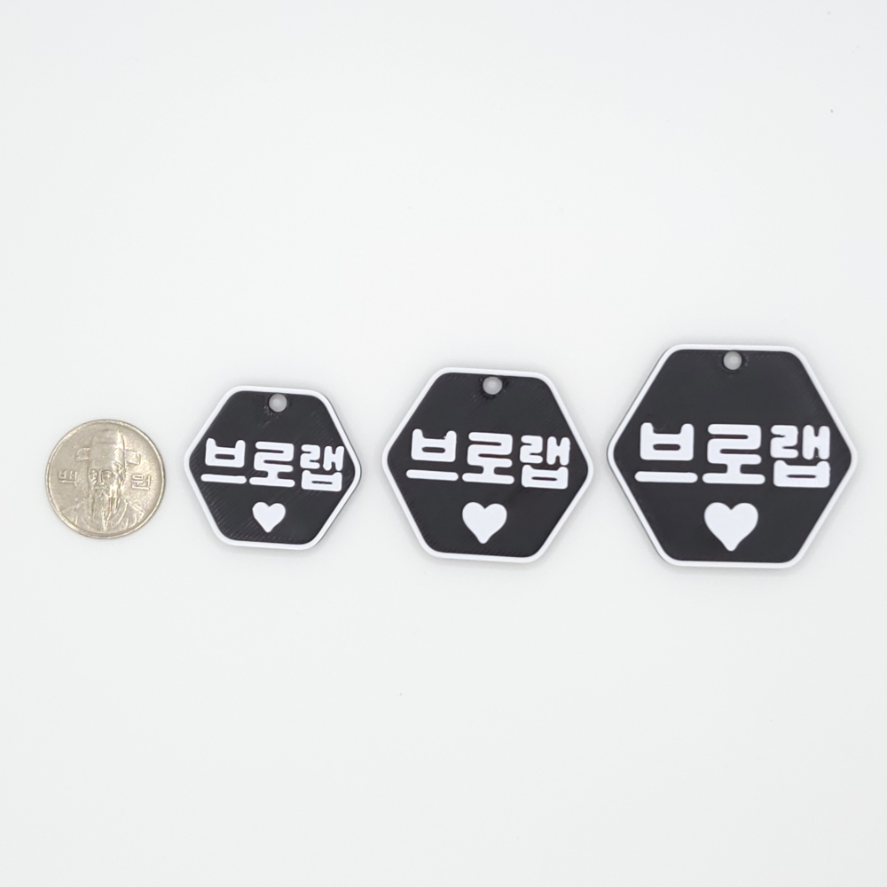 육각형 가로 미니 네임택 키링 이름표 인식표 어린이집 강아지 고양이 골프 백 가방 반려견 - 상세 이미지 5