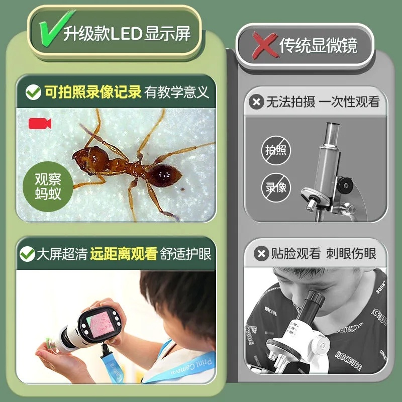미니 디지털 현미경 휴대용 전자 LED조명 충전식 HD화면 고화질 어린이 - 상세 이미지 4