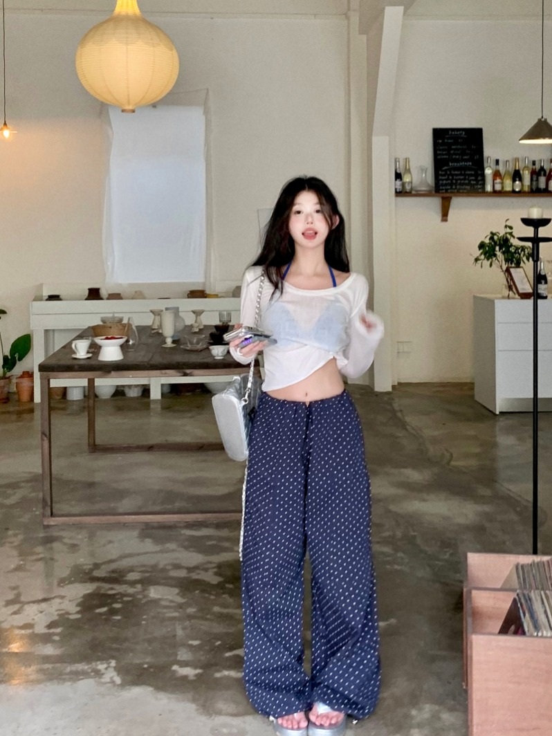 미란이 티셔츠 시스루 인스타그램 간절기 라운드넥 의상 옷 패션 - 상세 이미지 2