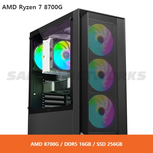 PCKOREA AMD Ryzen 7 8700G 내장그래픽 게이밍 조립 컴퓨터 PC [AMD8700G/DDR5 16GB/SSD256GB]