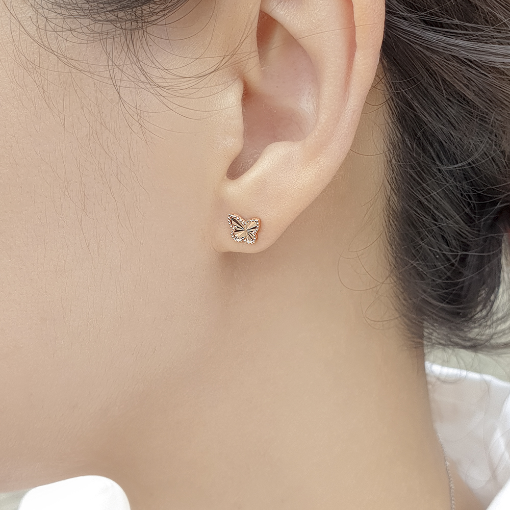 14케이 18k 여자 명품 데일리 컷팅 나비 귀고리 금 침 화이트골드 귀걸이 - 상세 이미지 2