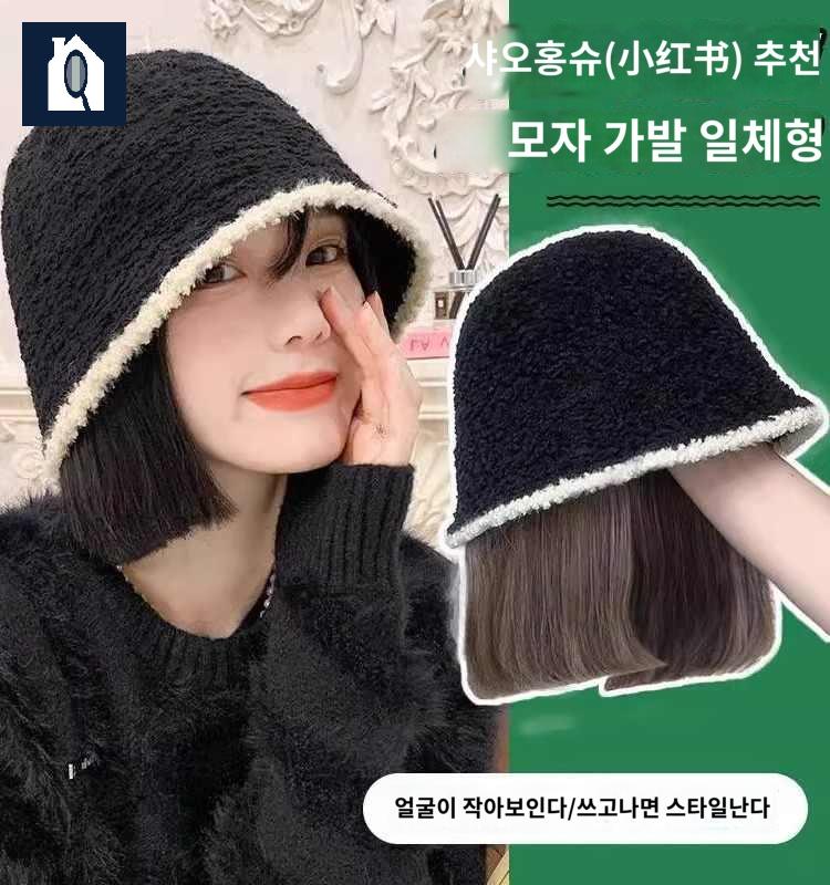 짧은단발 가발 모자가발 털모자 여성 일체형 - 상세 이미지 2