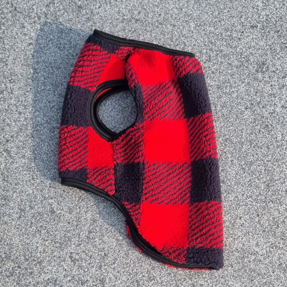 위드레오 강아지 겨울 조끼 대형견 옷 후리스 중형견옷 체크, 레드, S