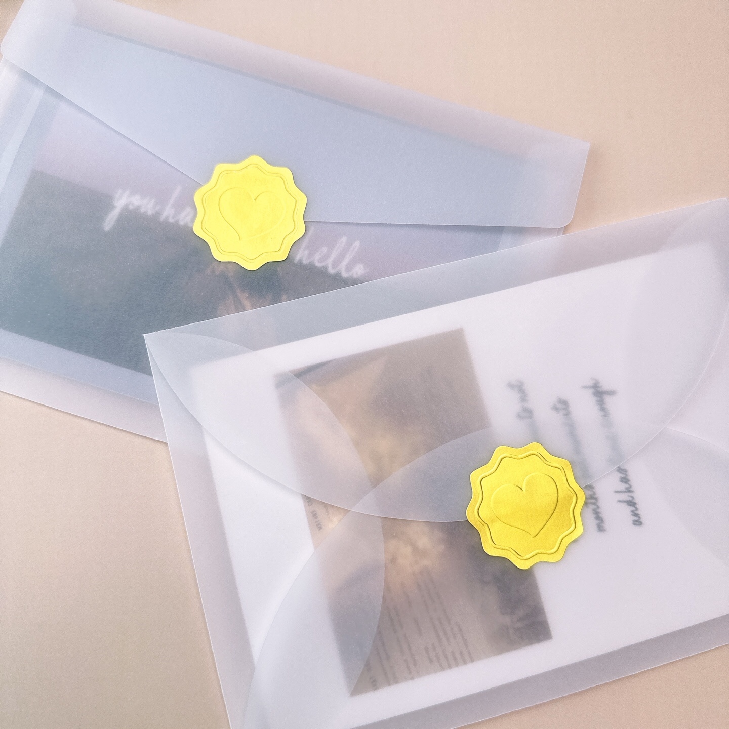 금지 하트 스티커 입체 봉투 형압 초대장 웨딩 청첩장스티커 24p - 상세 이미지 2
