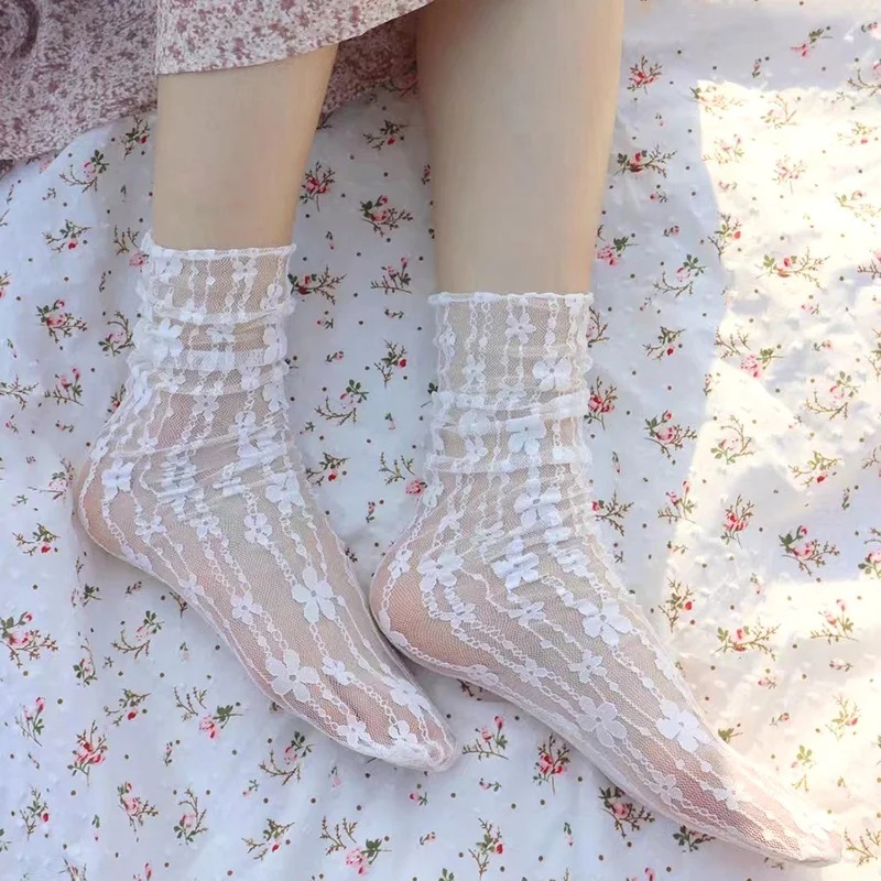 레이스 리본삭스 시스루 발레코어 양말 레이스 y2k - 상세 이미지 4