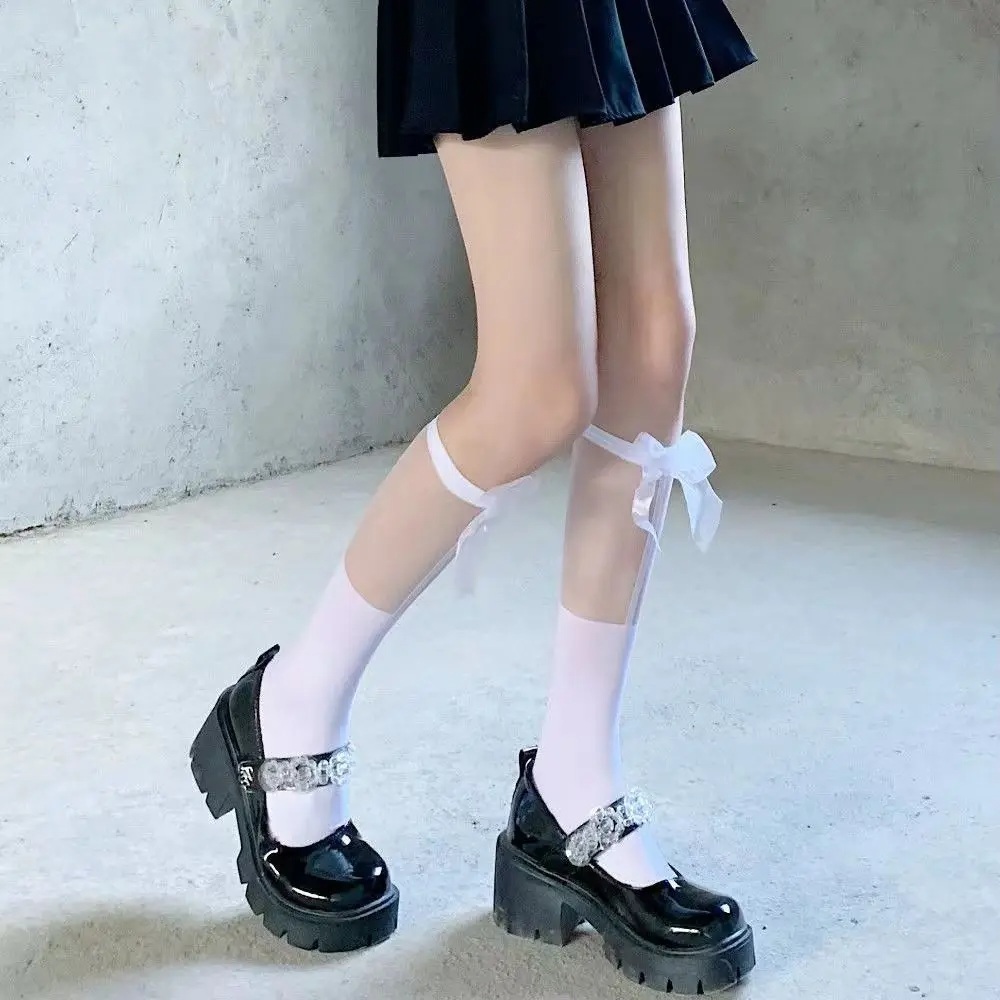 리본삭스 메리제인 프릴 레이스 리본 양말 스타킹 - 메인 이미지