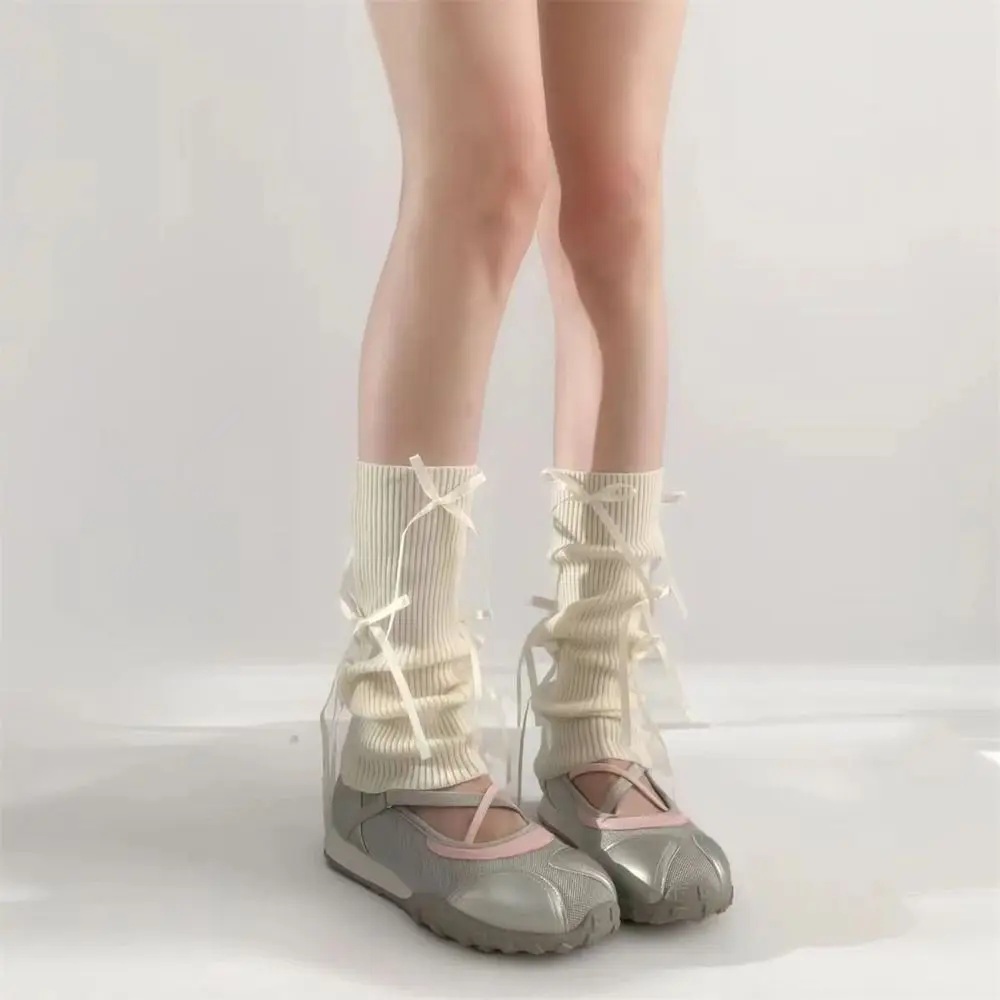 발레코어양말 리본삭스 귀여운 양말 로리타 무릎높이 - 상세 이미지 5