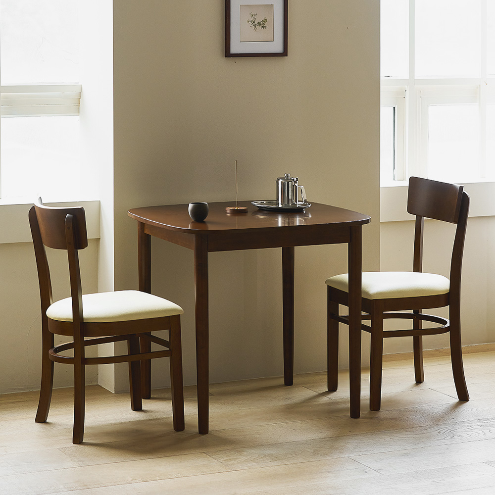 올쏘 플레인 사각 원목 2인용 식탁 의자 세트