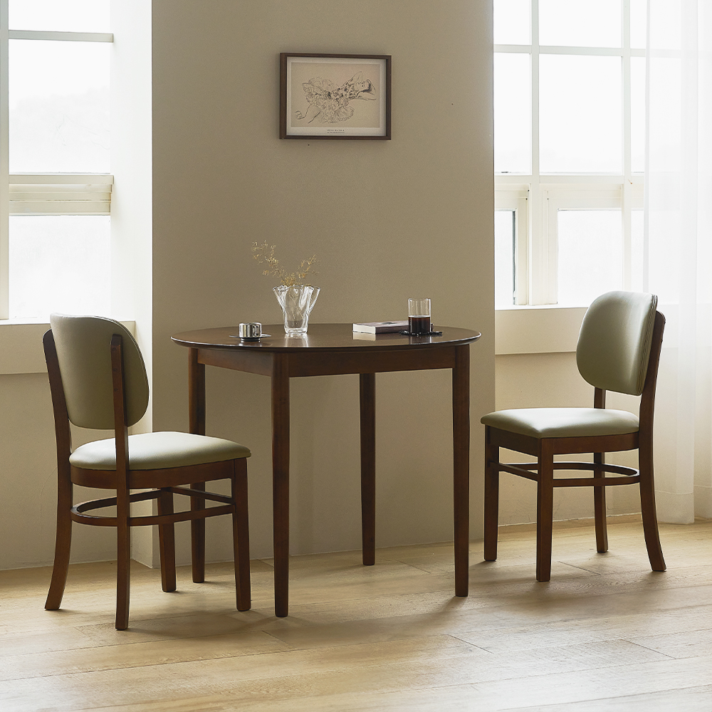 올쏘 헤이즐 원형 원목 2인용 식탁 의자 세트