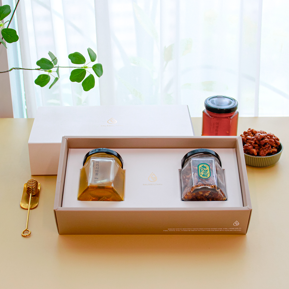 아카시아꿀 호두강정 2종 진짜 자연 꿀 선물 세트 선생님 상견례 결혼식 환갑 돌잔치 답례품