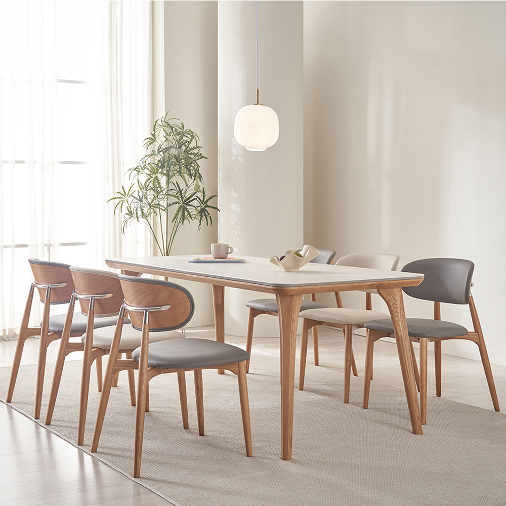 식탁연구소 애쉬 6인용 세라믹식탁 세트 이태리 포세린 의자3 벤치