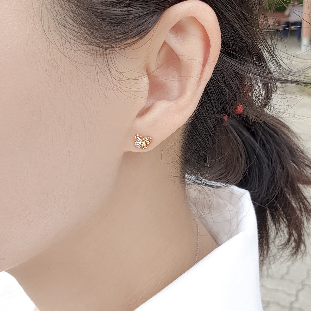 14케이 18k 여자 명품 데일리 컷팅 나비 귀고리 금 침 화이트골드 귀걸이 이미지 8