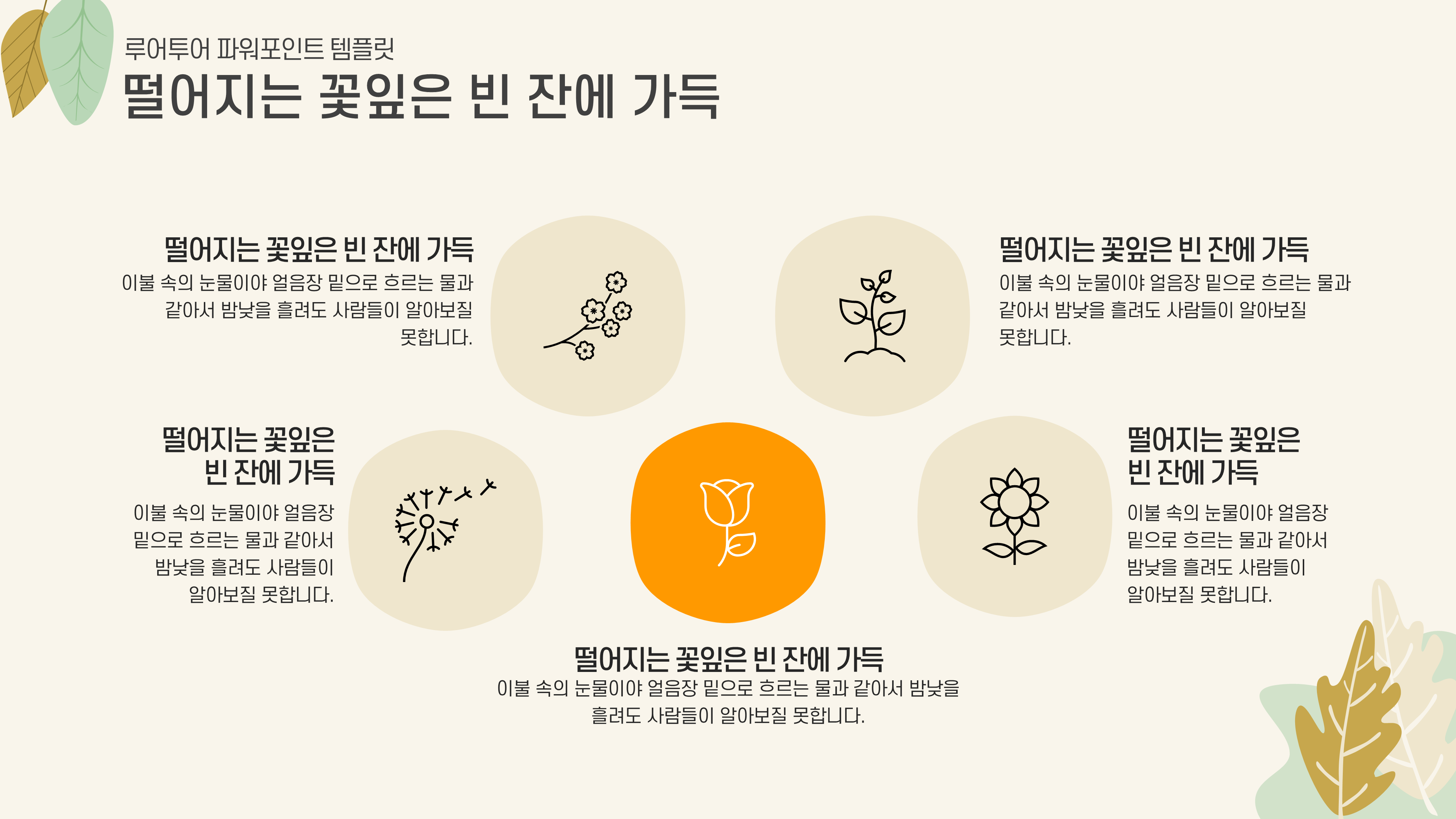 987 나뭇잎 식물 가을 테마 발표 PPT 테플릿 제안서 보고서 과제 피피티 양식 이미지 6