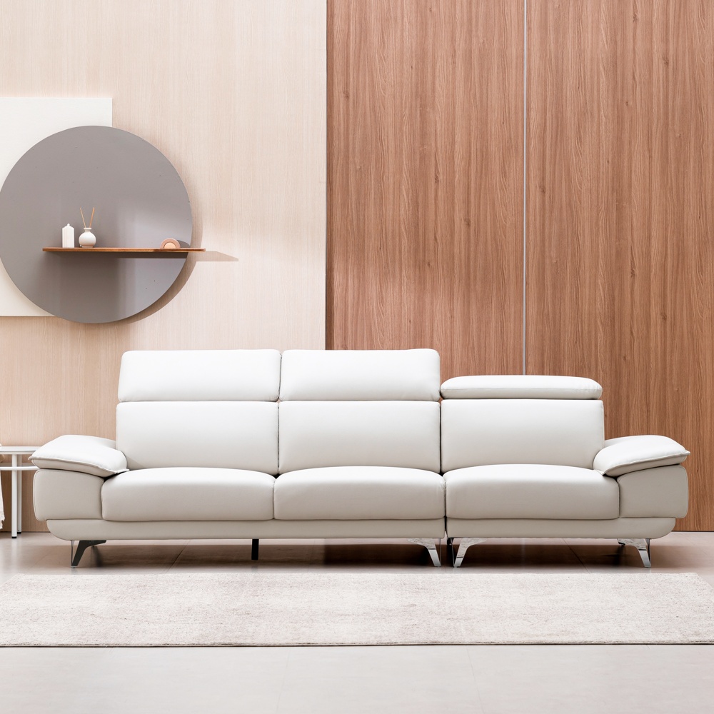 [웰퍼니쳐] 타이탄 고급 카페 라운지 인테리어 가죽 소파 스툴미포함, 라이트베이지, 4인용