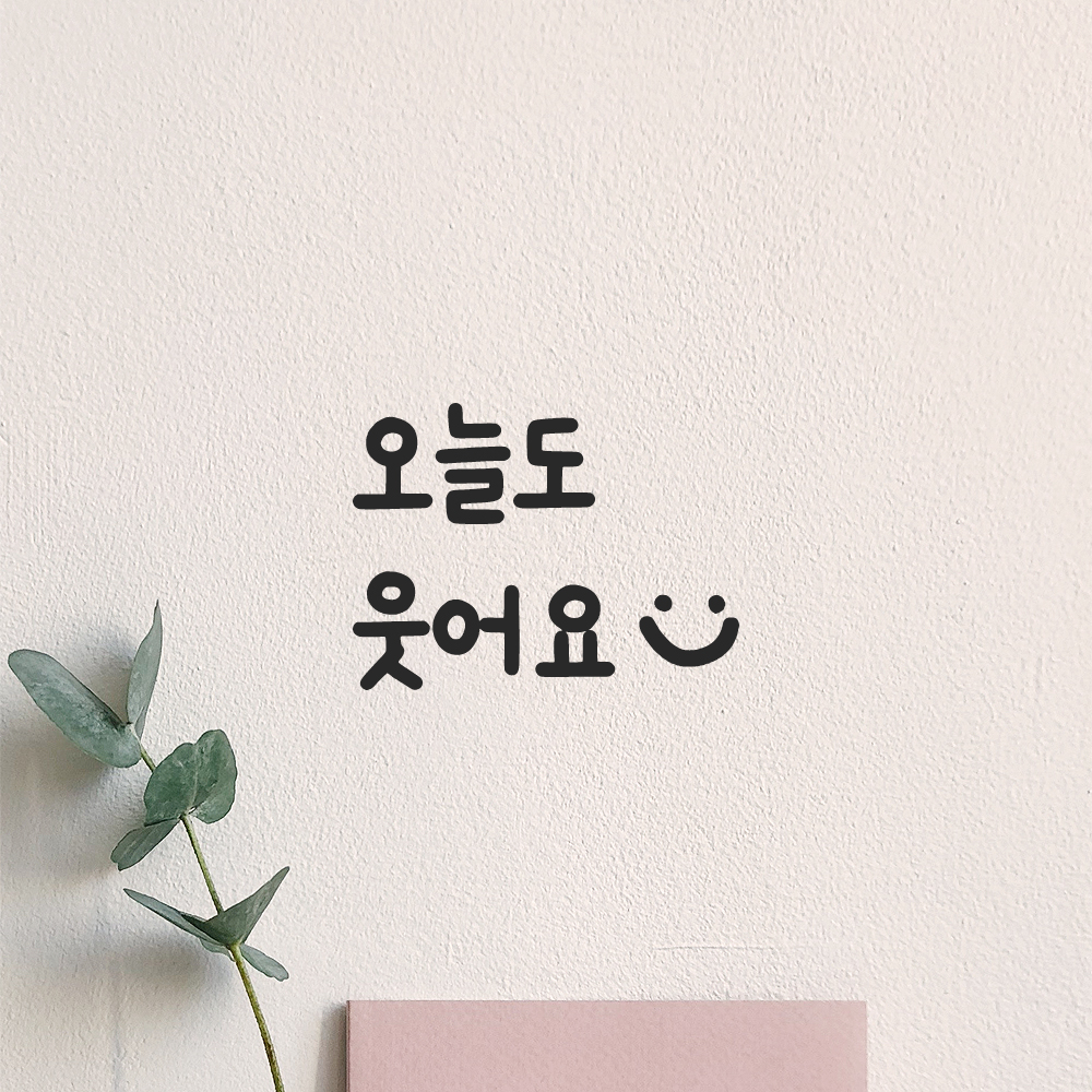 인테리어 귀여운 손글씨 벽 레터링 스티커 오늘도 웃어요 스마일 LMM-087-1S 검정 - 상품 이미지