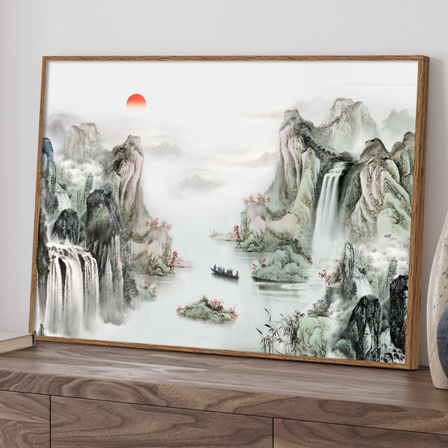 산수화 그림 풍경화 거실 풍수 인테리어액자 배산임수 캔버스 개업선물 대박기원 산수화 - 상세 이미지 5