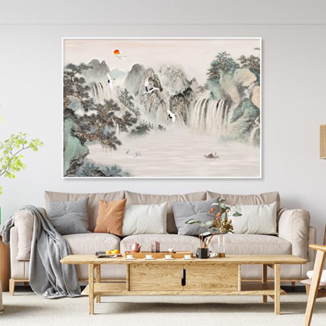 산수화 그림 풍경화 거실 풍수 인테리어액자 배산임수 캔버스 개업선물 대박기원 산수화 - 상세 이미지 2