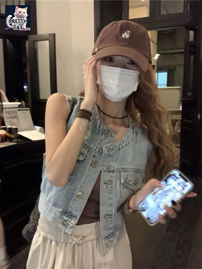 조끼 청조끼 연청 여름 여성 노카라 : 렉스피아몰