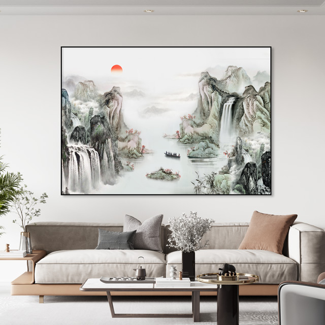 산수화 그림 풍경화 거실 풍수 인테리어액자 배산임수 캔버스 개업선물 대박기원 산수화 - 상세 이미지 3