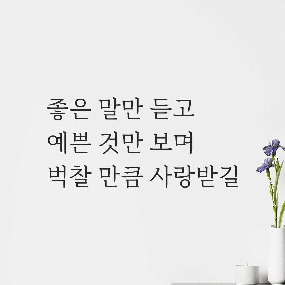 좋은 말만 듣고 벅찰 만큼 사랑받길 예쁜 글씨 레터링 스티커 LM-058S 검정 이미지 7