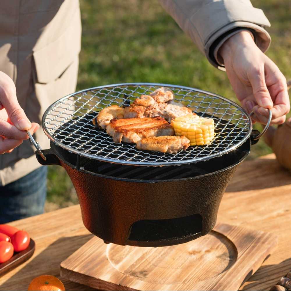 야끼 화로 야끼니꾸 휴대용 개인 캠핑 숯불 꼬치 사각 23cm +그릴망 : 오더웍스