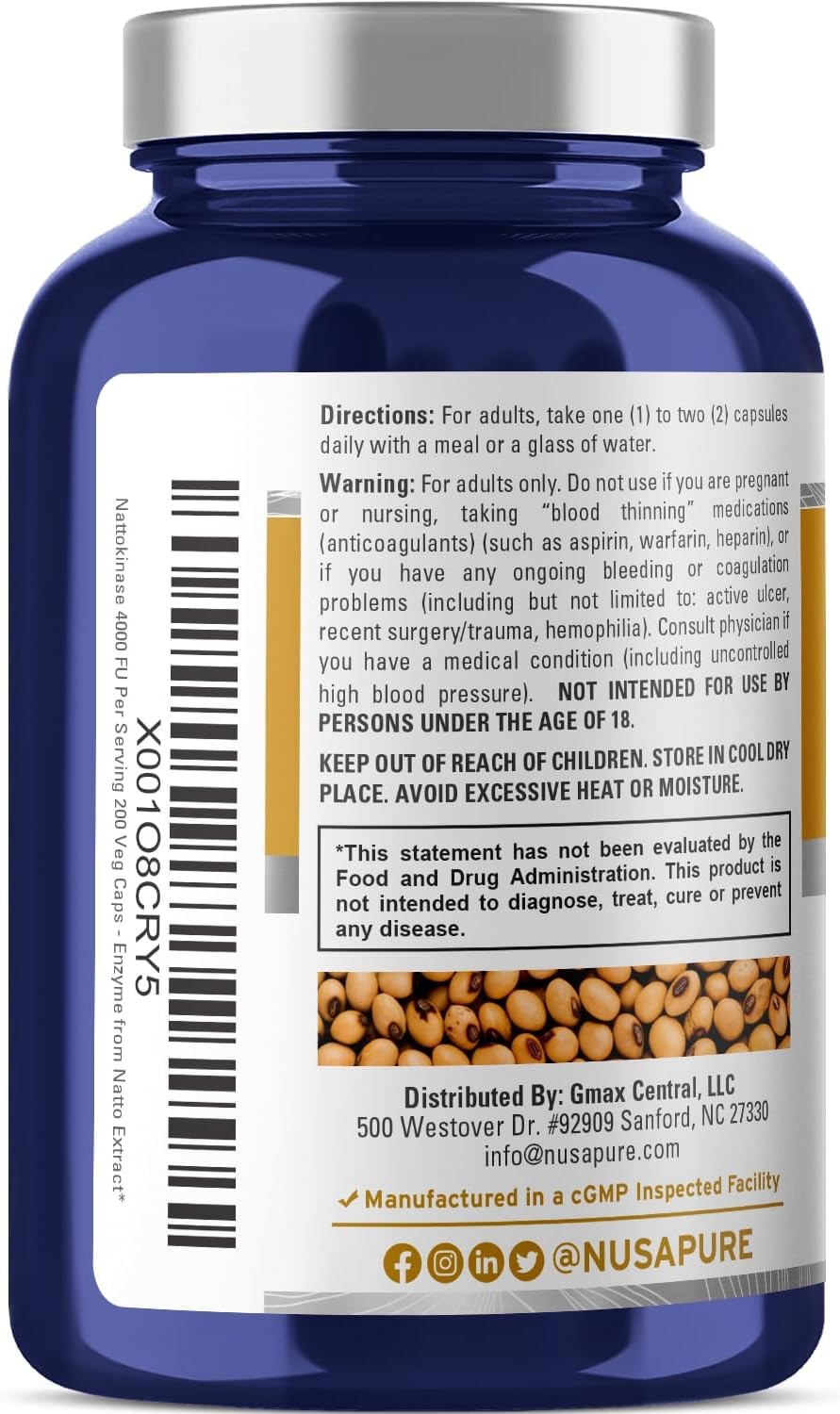 누사퓨어 나토키나제 4000 FU 800mg 200 식물성 캡슐 - 상세 이미지 3